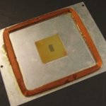 Magnetorquer mounted on the inside of one of teh 6 aluminium skins of the satellite.